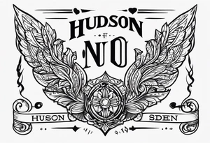 Inscribe 'Hudson Sugden' on both forearms, one name per arm. tattoo idea