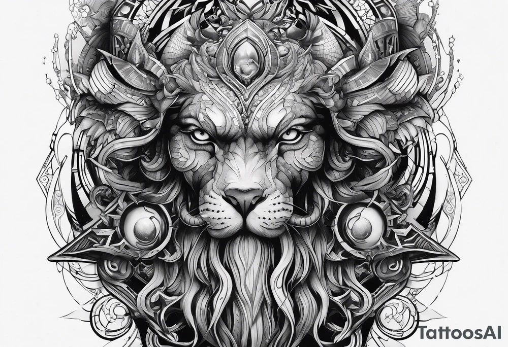Lovecraftian creature, flowing into more futuristic technology elements. Half sleeve on arm. tattoo idea