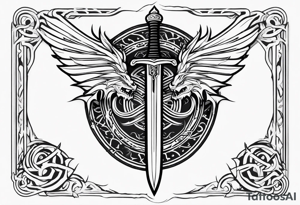 Valhalla  dragon sword symbol tattoo idea