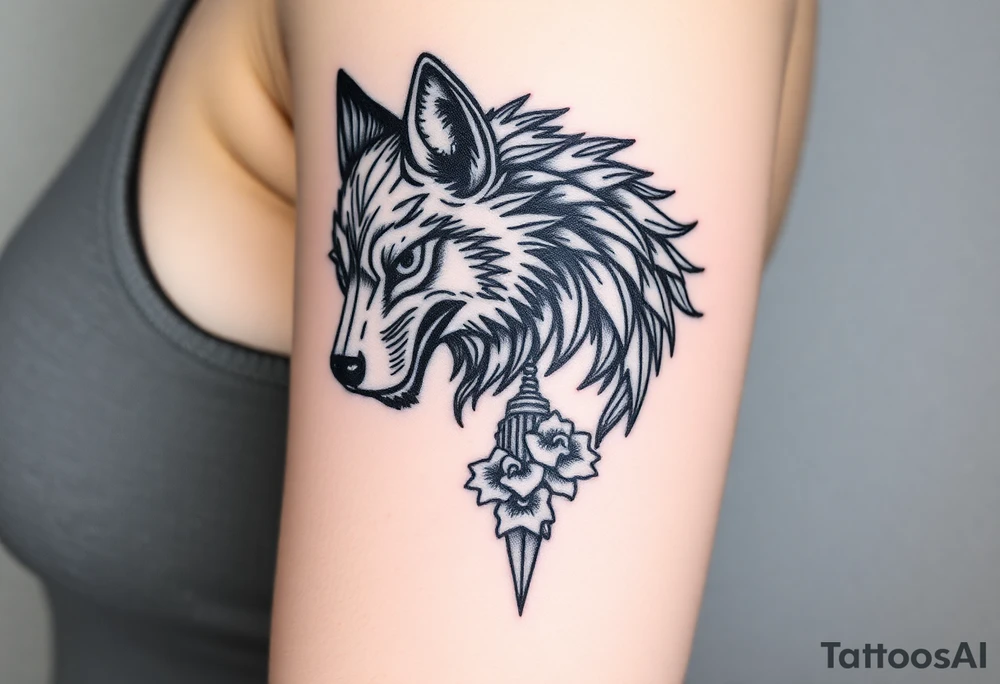 Wolf facing forward, Ghost of Tsushima below that tattoo idea