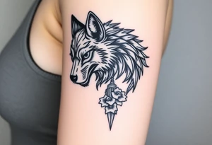 Wolf facing forward, Ghost of Tsushima below that tattoo idea