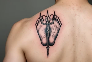 barefoot behind trident tattoo idea