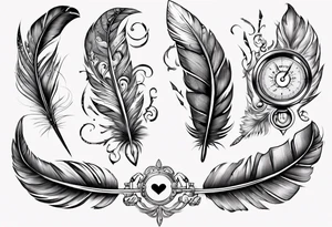 heart and feather on scales tattoo idea