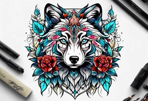 animal , flower tattoo idea