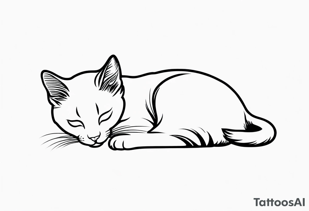 Kitten laying down sleeping tattoo idea