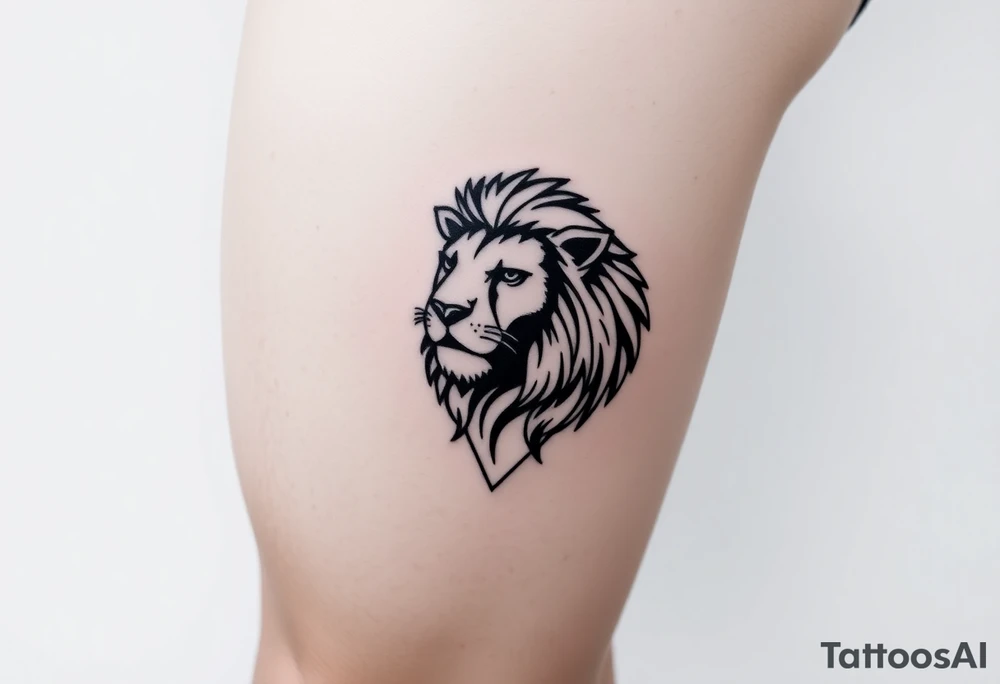 Lion with diamond geometric shapes and tattoo idea
