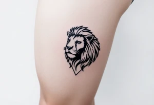 Lion with diamond geometric shapes and tattoo idea