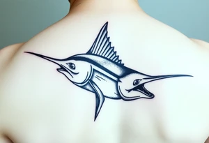 Hombre pescado enorme marlin tattoo idea