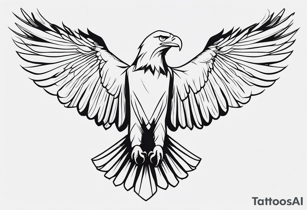 bald eagle with its wings spread, very simple line design, even less detail
View the eagle from the top looking down at it tattoo idea