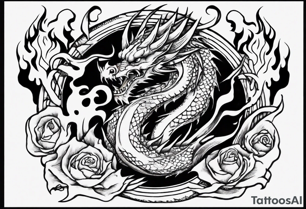 Dragon Surrounded in Fire tattoo idea
