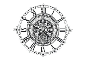 vintage roman numerals within ornate clockwork mechanism tattoo idea