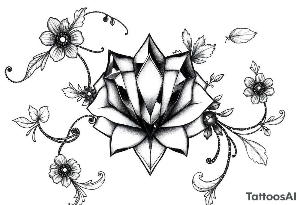 Gem 
with vintage lace 
more detailed tattoo idea