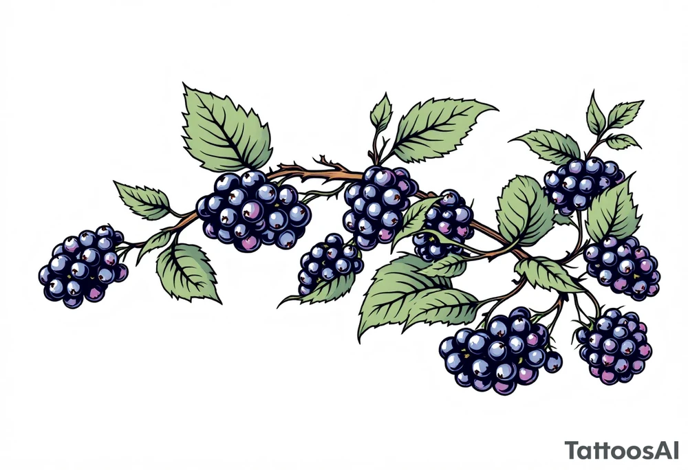 American traditional style Blackberry vine in a line tattoo idea