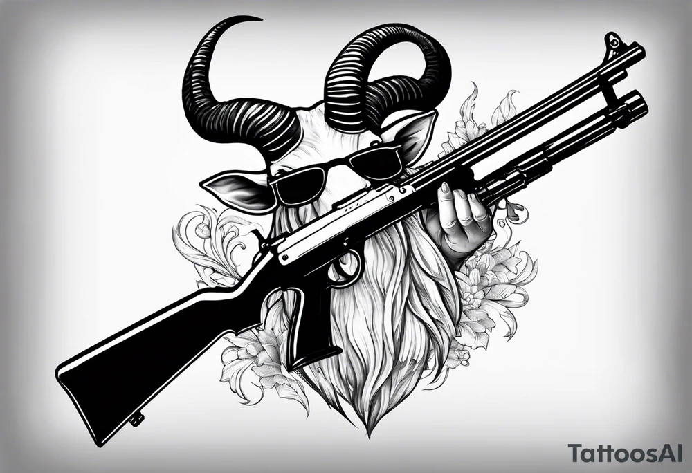 capricorn with sunglasses and shotgun tattoo idea