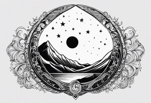 The sun covering half of the Waning crescent moon tattoo idea
