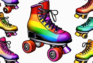 cute,  rainbow roller skates tattoo idea