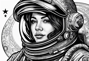 Astronaut wearing a peace bandanna tattoo idea