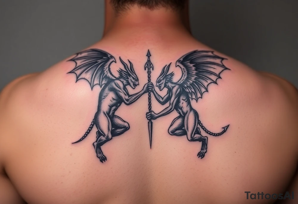 Demons vs angels fighting tattoo idea
