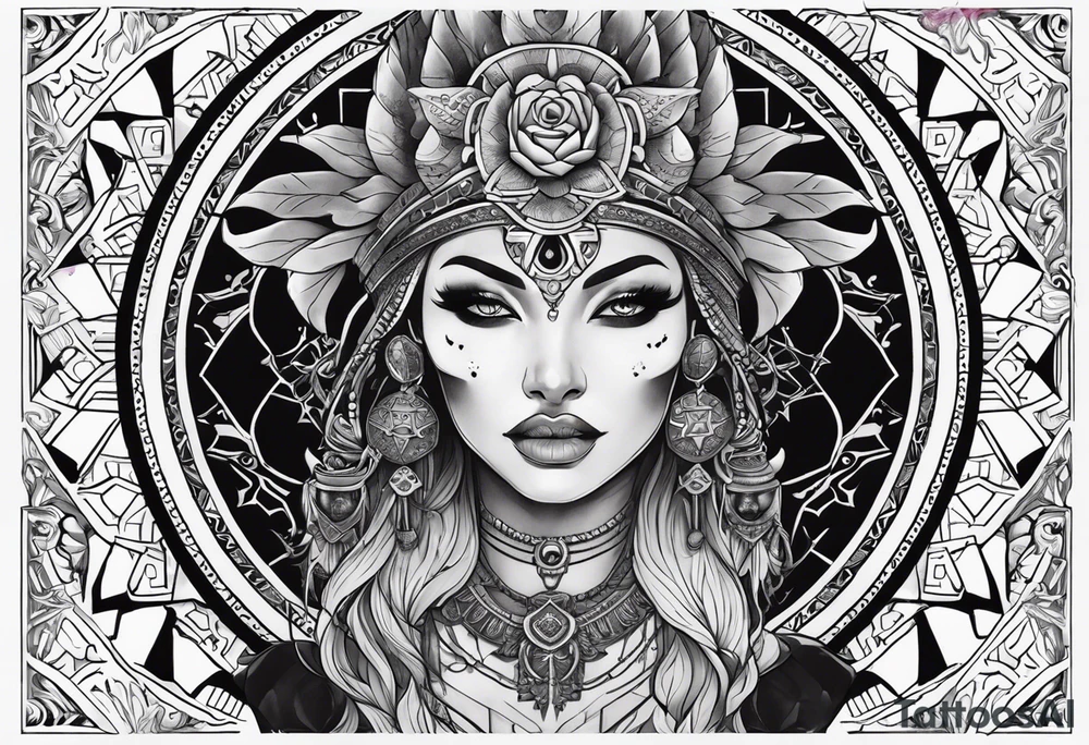 kali ma, alien goddess, valkrye, aries, pirate, divine feminine, zenza resonance, pachamama, lotus azul, blank panther, eagle, skull, 5D, nueva gaya, dna 12, left side chest tatoo tattoo idea