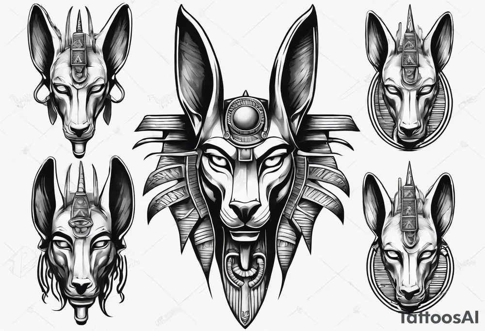 Egyptian god Anubis' head with a cobra tattoo idea Egyptian god Anubis' head with a cobra tattoo idea