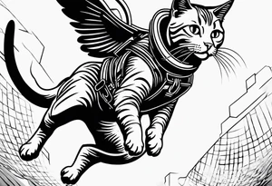 cat going skydiving with no chute open tattoo idea