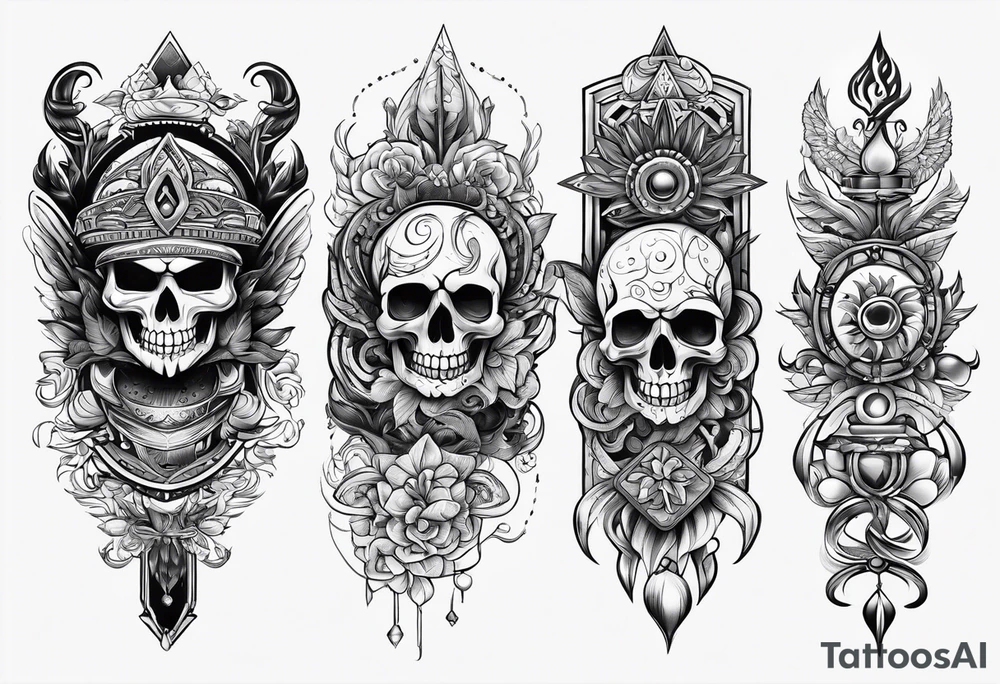 a bunch of ocultism signs tattoo idea