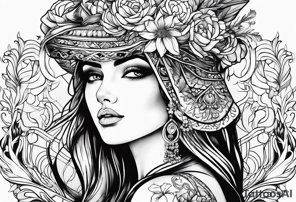 Female outline tattoo idea