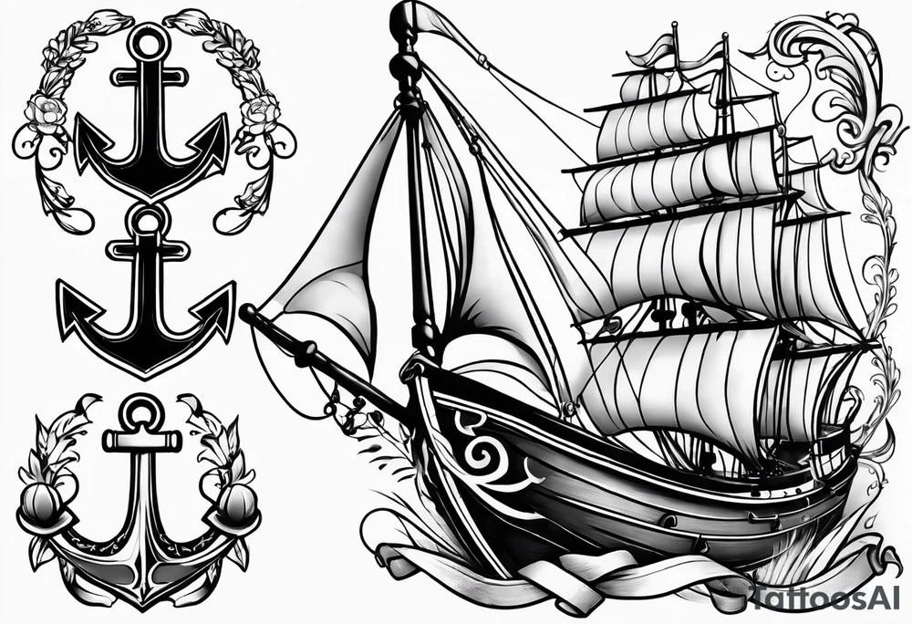 Anchor with ribbon around it with the name Blakely and Jaxton tattoo idea