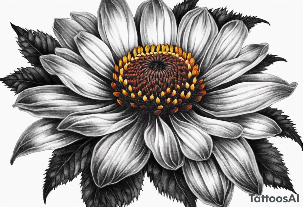 Powerful realistic Indian blanket flower tattoo idea