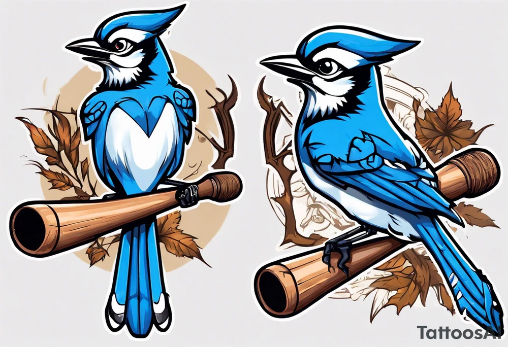 bluejay with cricket bat tattoo idea