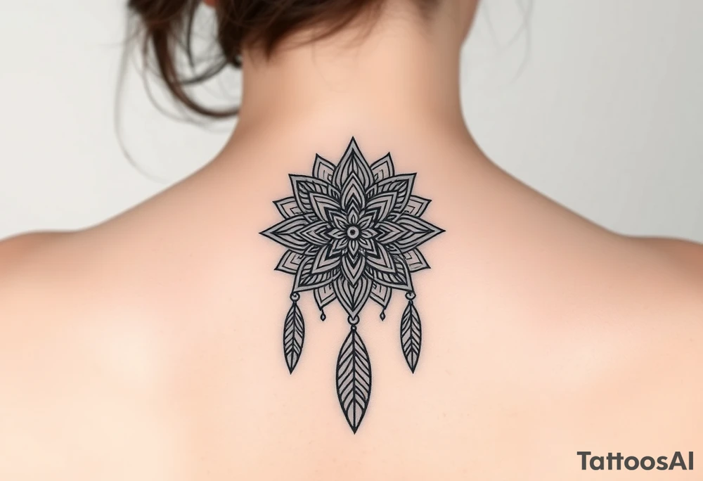 spiritual feathers ornamental mandala shaman tattoo idea