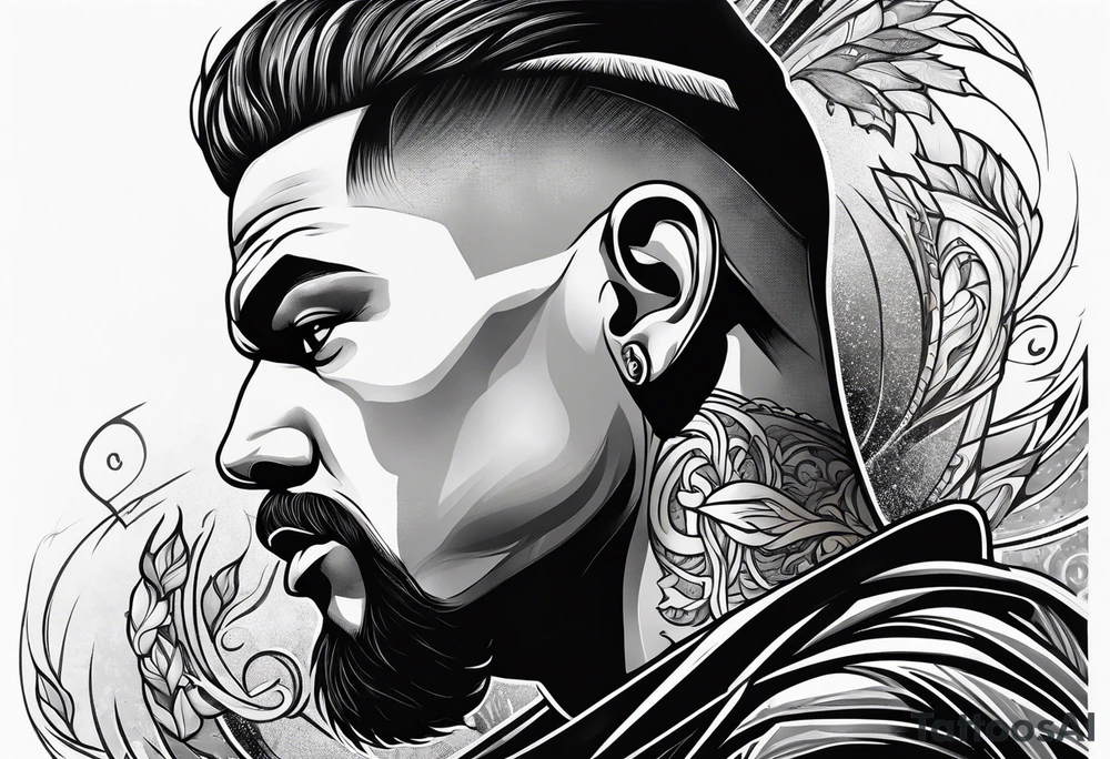 An illustration depicting a man showing courage and determination. tattoo idea