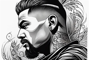 An illustration depicting a man showing courage and determination. tattoo idea