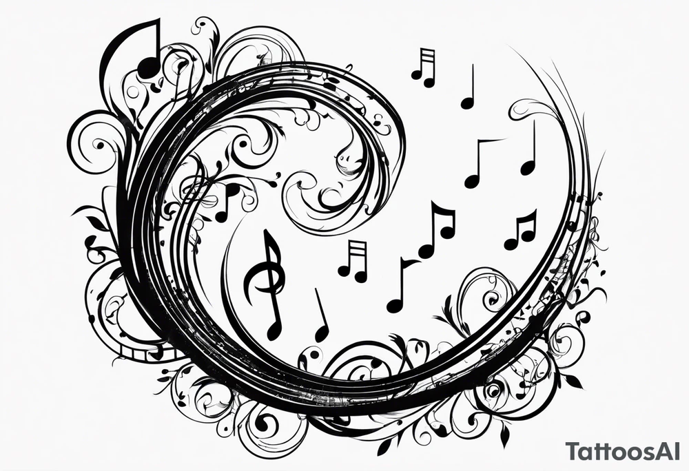 Musical notes connecting toddlers dancing tattoo idea