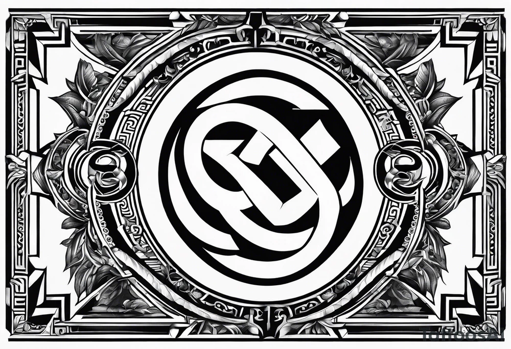 Greek Capital Letter Omega symbol black magic style tattoo idea