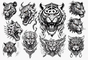 African Tiger warrior and lightning tattoo idea