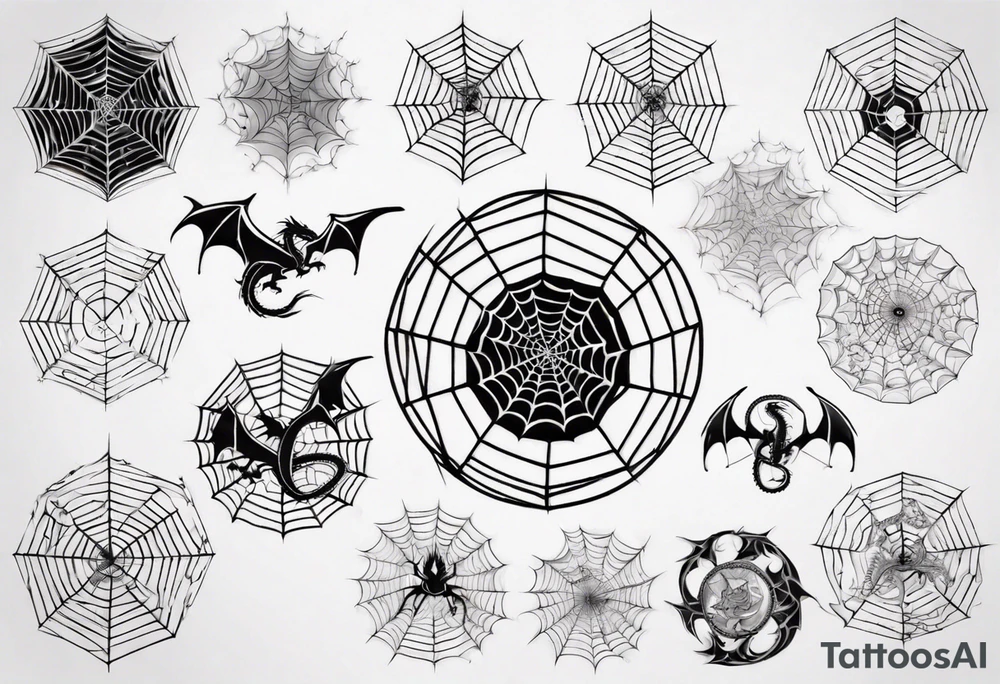 Dragon in a spiral spiderweb tattoo idea