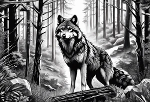 Ultra realistic Wolf and raccoon
Background Woods tattoo idea