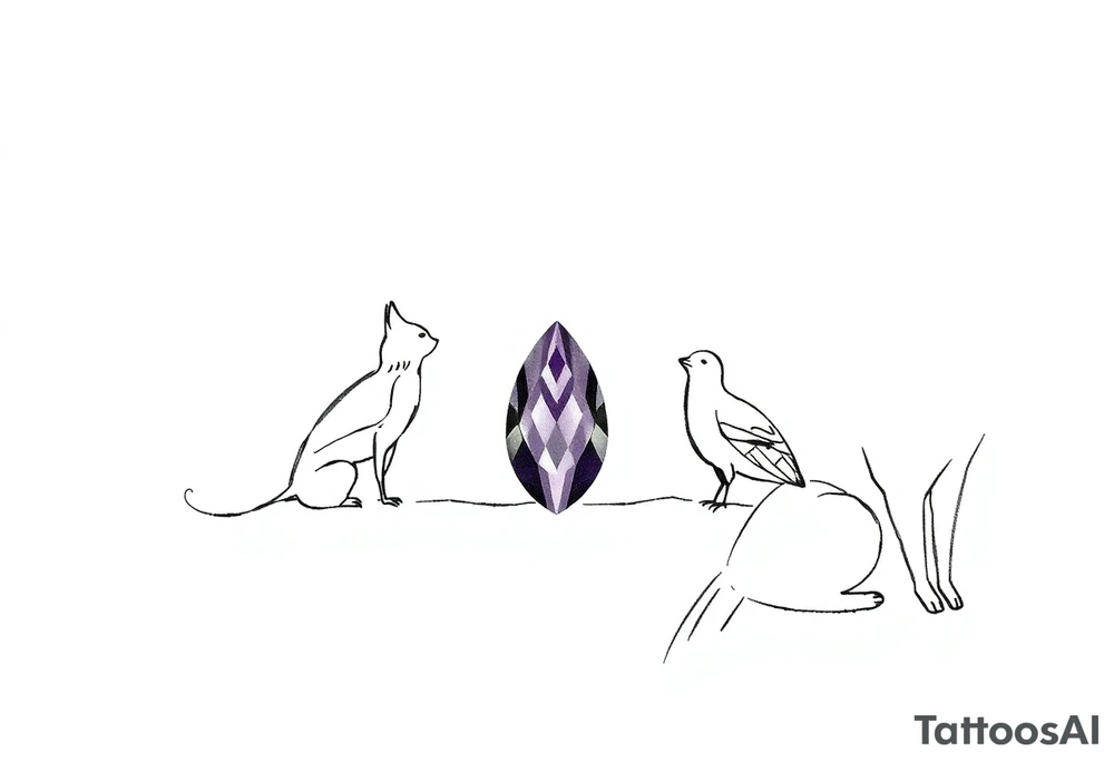 amethyst birthstone mother of 3 girls loves animals tattoo idea
