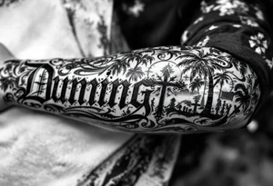 Dunning, Romanian theme with palm trees, cross,angels tattoo idea