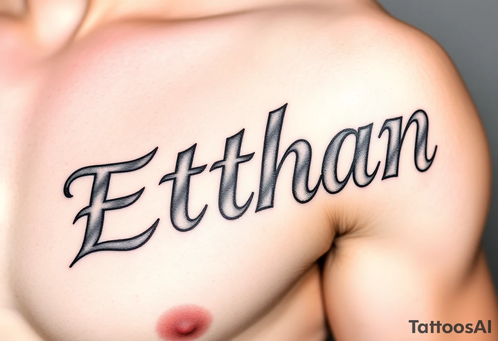 The name Ethan in different writing styles tattoo idea