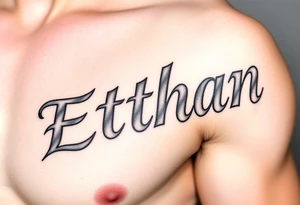 The name Ethan in different writing styles tattoo idea