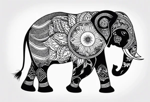 a elephant and a sun tattoo idea