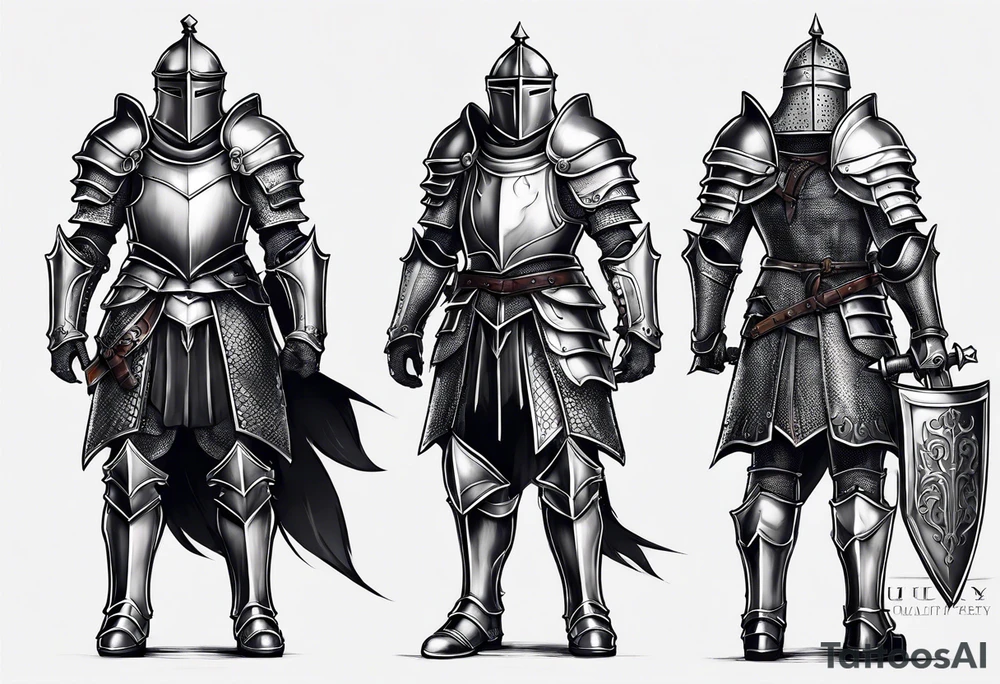 knight in heavy armor full body tattoo idea