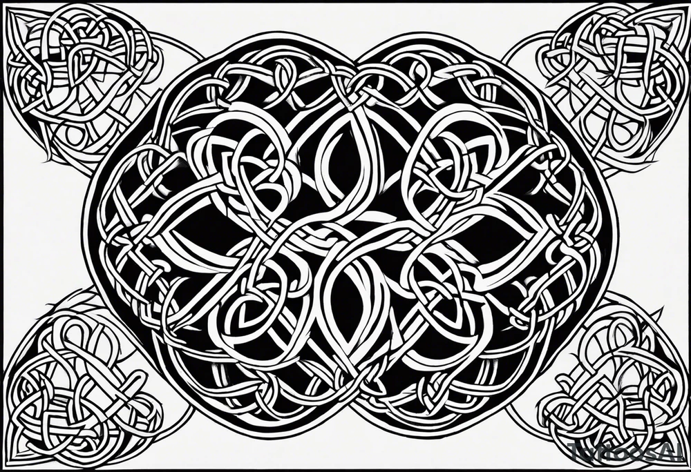 shaded four leaf celtic clover with different celtic knots in each leaf - trinity, love knot, spiral, dara tattoo idea