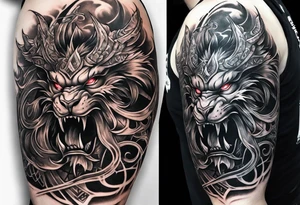 Unique demonslayer sleeve tattoo idea