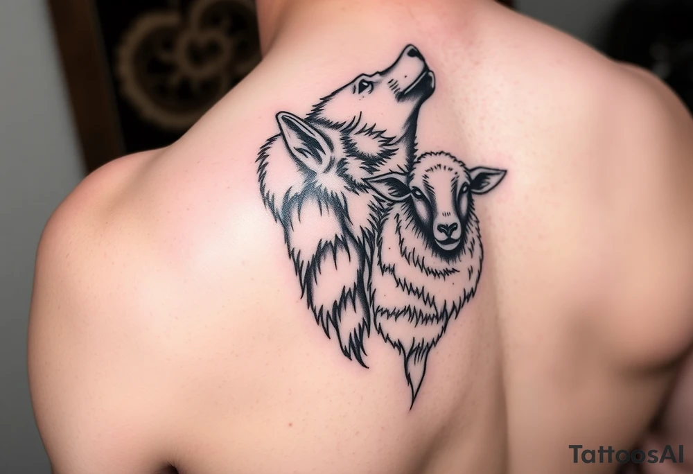 Wolf and sheep as one tattoo idea