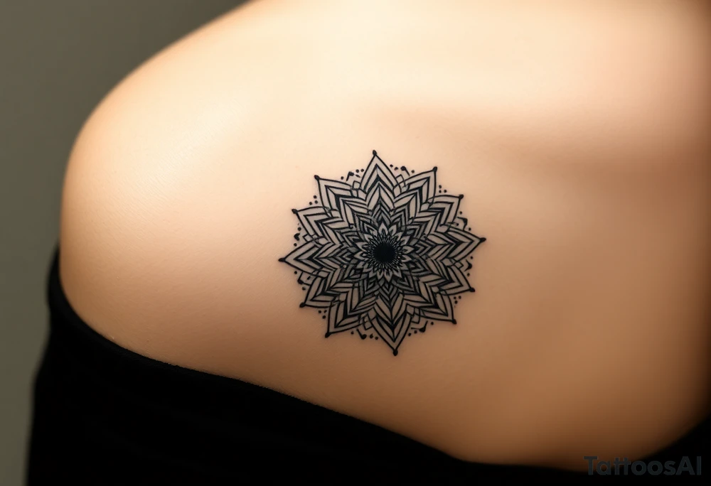 intricate mandala with sacred geometry and cosmic elements tattoo idea