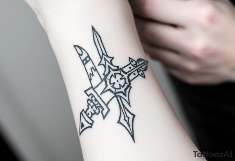 Simple large norse themed, covering the hand, going up the fingers and down the wrist. tattoo idea