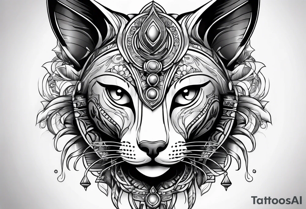 Sexy Bastet goddess walking tattoo idea